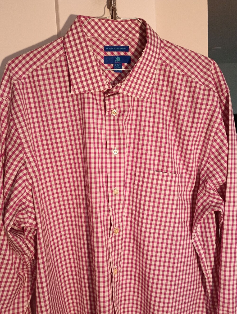 Egara Pink and White Gingham Button-Down Shirt